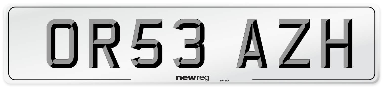 OR53 AZH Number Plate from New Reg